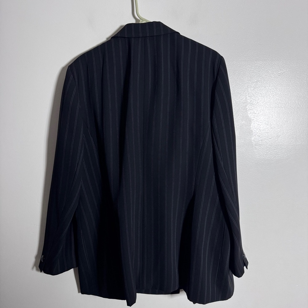 Eileen Fisher Blazer Women 10 Navy Blue Solid Ramie Silk Blend Open Front Jacket